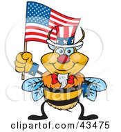 Poster, Art Print Of Patriotic Uncle Sam Bumble Bee Waving An American Flag On Independence Day