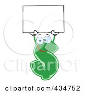 Royalty Free RF Clipart Illustration Of A Dollar Currency Character Holding Up A Blank Sign