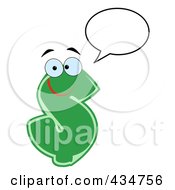 Royalty Free RF Clipart Illustration Of A Dollar Currency Character With A Word Balloon