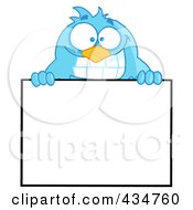 Royalty Free RF Clipart Illustration Of A Blue Bird Over A Blank Sign