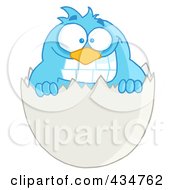 Royalty Free RF Clipart Illustration Of A Blue Bird In An Egg Shell 1