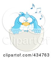 Royalty Free RF Clipart Illustration Of A Blue Bird In An Egg Shell 2