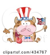 Poster, Art Print Of Patriotic Cow Holding An American Flag - 1