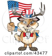 Poster, Art Print Of Patriotic Uncle Sam Buck Waving An American Flag On Independence Day