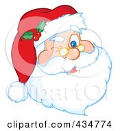 Royalty Free RF Clipart Illustration Of Santa Winking