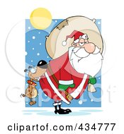 Poster, Art Print Of Dog Biting Santas Butt In The Snow