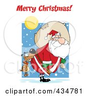 Poster, Art Print Of Merry Christmas Text Over A Dog Biting Santas Butt