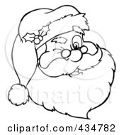 Royalty Free RF Clipart Illustration Of An Outlined Winking Santa Face