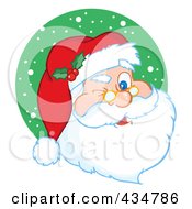 Poster, Art Print Of Santa Winking Over A Green Snow Circle