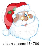 Royalty Free RF Clipart Illustration Of A Black Santa Winking by Hit Toon