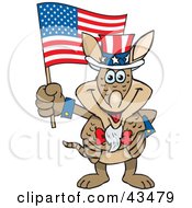Poster, Art Print Of Patriotic Uncle Sam Armadillo Waving An American Flag On Independence Day