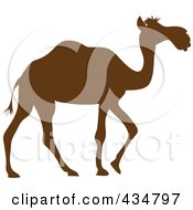 Poster, Art Print Of Brown Silhouetted Walking Camel