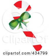 Poster, Art Print Of Peppermint Candy Cane With A Green Bow