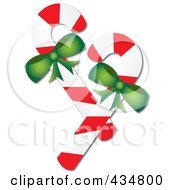 Poster, Art Print Of Two Peppermint Candy Canes With Green Bows