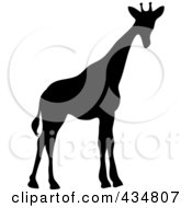 Royalty Free RF Clipart Illustration Of A Black Silhouetted Giraffe by Pams Clipart