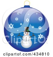 Poster, Art Print Of Shiny Blue Snowman Christmas Bauble