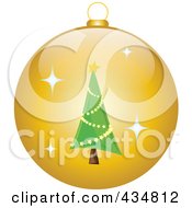 Poster, Art Print Of Shiny Yellow Christmas Tree Bauble