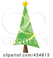 Shiny Green Christmas Tree With A Star Garland