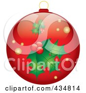 Poster, Art Print Of Shiny Red Holly Christmas Bauble
