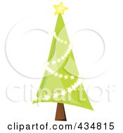 Poster, Art Print Of Shiny Christmas Tree With A Star Garland