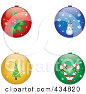 Poster, Art Print Of Digital Collage Of Shiny Holly Snowman Christmas And Candy Cane Christmas Baubles