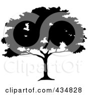Royalty Free RF Clipart Illustration Of A Black Silhouetted African Umbrella Thorn Tree by Pams Clipart
