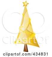 Poster, Art Print Of Shiny Yellow Christmas Tree With A Star Garland