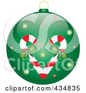 Poster, Art Print Of Shiny Green Candy Cane Christmas Bauble