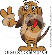 Poster, Art Print Of Peaceful Bloodhound Smiling And Gesturing The Peace Sign
