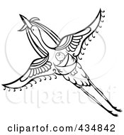 Royalty Free RF Clipart Illustration Of A Black And White Flying Stork With A Baby On Its Back
