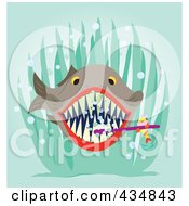 Poster, Art Print Of Cleaner Fish Brushing A Bigger Fishs Teeth