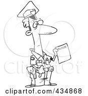 Royalty Free RF Clipart Illustration Of A Line Art Design Of A Police Officer Holding A Warrant