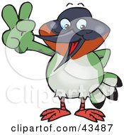 Clipart Illustration Of A Peaceful Hummingbird Smiling And Gesturing The Peace Sign