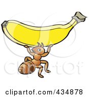 Royalty Free RF Clipart Illustration Of An Ant Carrying A Banana by Lal Perera