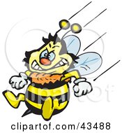Poster, Art Print Of Honey Bee Character Flying With His Stinger At The Ready