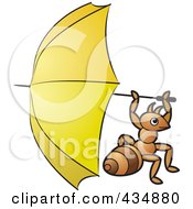Poster, Art Print Of Ant Holding A Yellow Umbrella