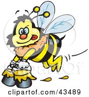 Poster, Art Print Of Honey Bee Character Carrying Pails Of Honey