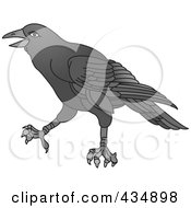 Royalty Free RF Clipart Illustration Of A Black Crow by Lal Perera