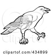 Royalty Free RF Clipart Illustration Of An Outlined Crow by Lal Perera