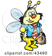 Poster, Art Print Of Honey Bee Character Businessman Carrying A Briefcase