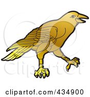 Royalty Free RF Clipart Illustration Of A Gold Crow by Lal Perera