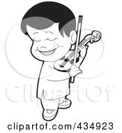 Poster, Art Print Of Outlined Boy Playing A Violin