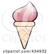 Royalty Free RF Clipart Illustration Of A Strawberry Waffle Cone
