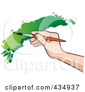 Poster, Art Print Of Artists Hand Painting With Green Paint