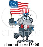 Clipart Illustration Of A Patriotic Uncle Crow Armadillo Waving An American Flag On Independence Day