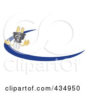 Royalty Free RF Clipart Illustration Of An Electric Plug Mascot Logo With A Blue Dash