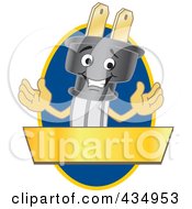Poster, Art Print Of Electric Plug Mascot Logo With A Blue Oval And Gold Banner