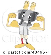 Royalty Free RF Clipart Illustration Of An Electric Plug Mascot Flexing