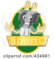 Poster, Art Print Of Electric Plug Mascot Logo With A Green Oval And Gold Banner