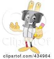 Electric Plug Mascot Holding A Pencil